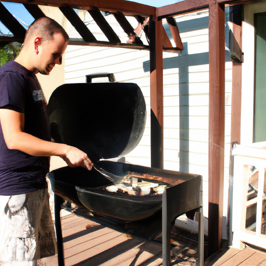 Man grilling on outdoor patio
