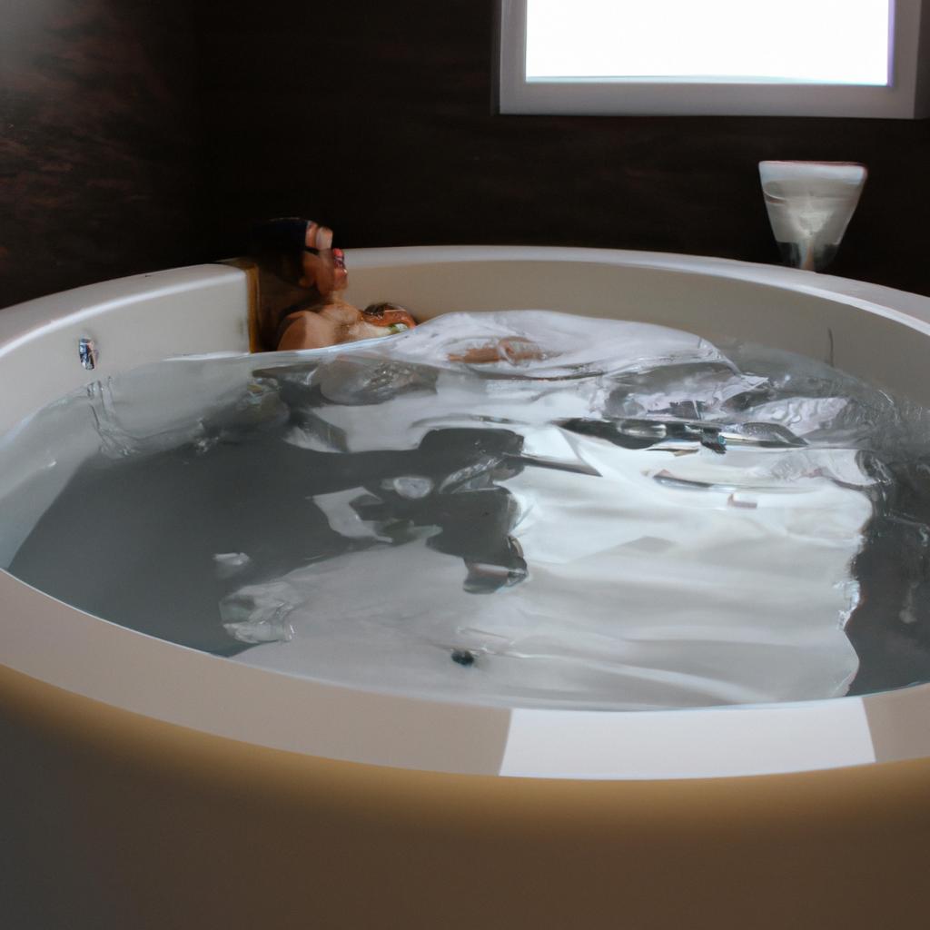 Person relaxing in luxurious jacuzzi