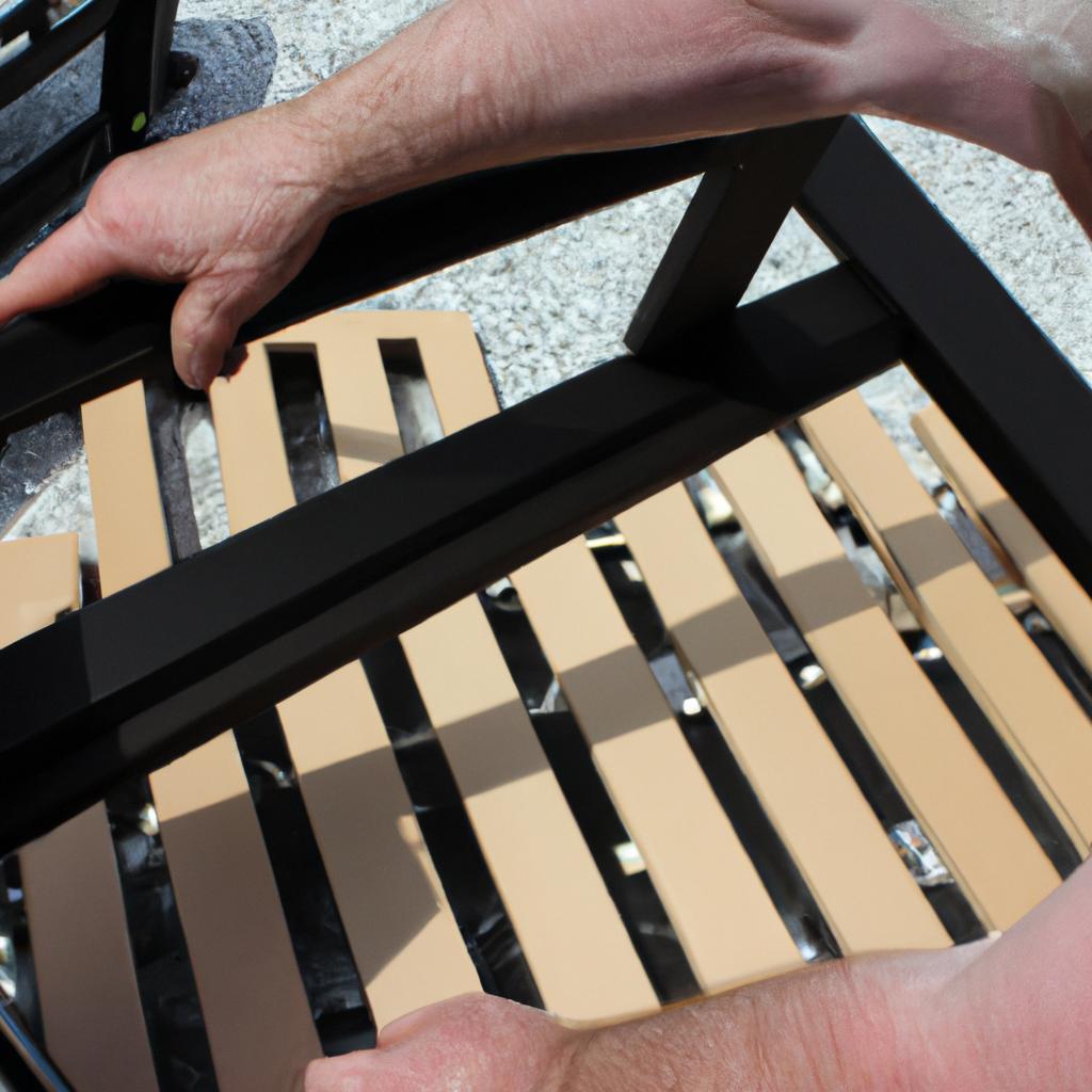 Person assembling outdoor patio furniture