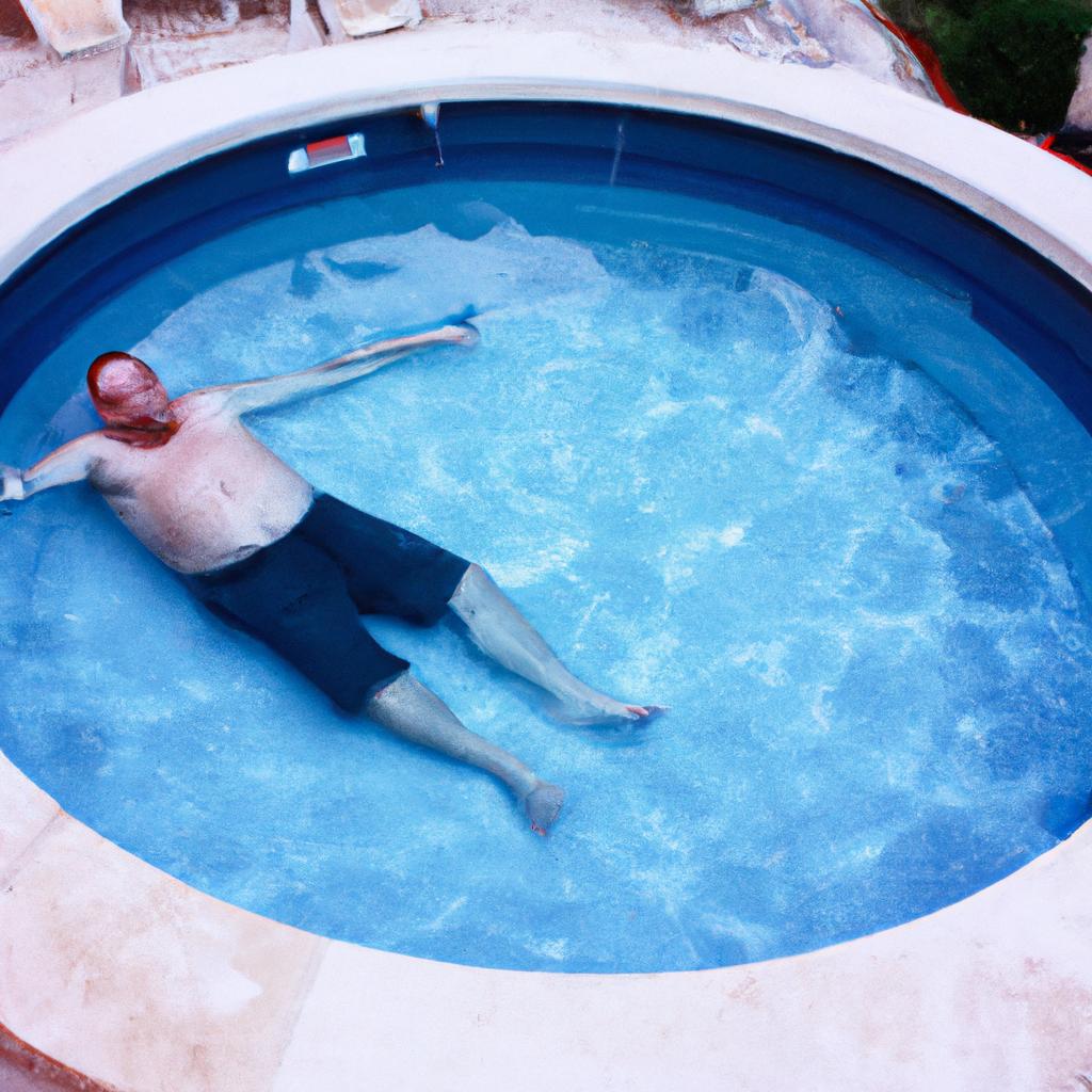 Man lounging in poolside jacuzzi